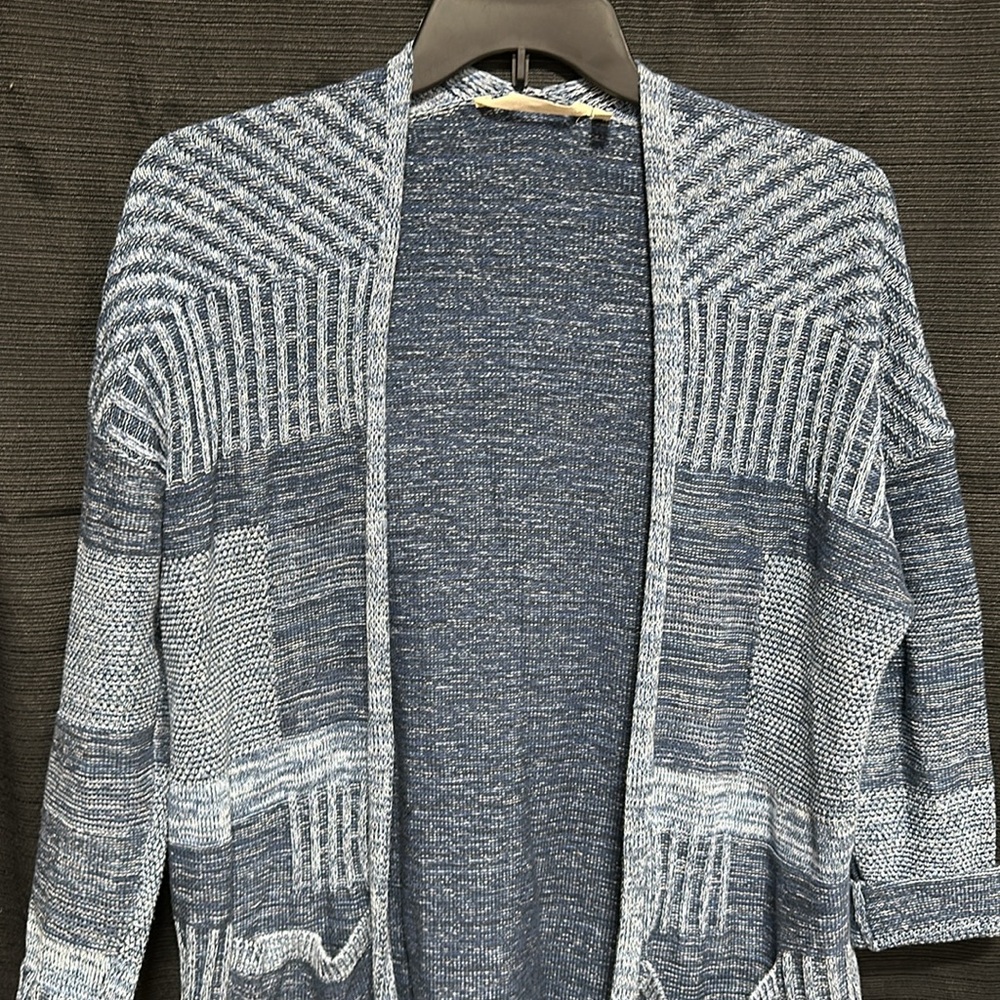Soft Surroundings Blue Waterfall Open Front Cardigain Duster Size M / Box‎ 12-14 - Picture 3 of 8